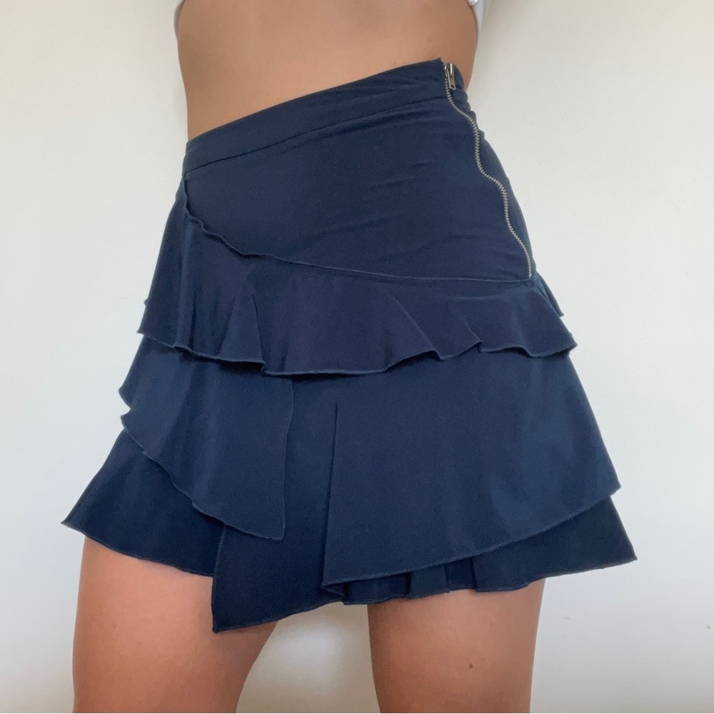 H&M Navy Ruffle Mini Skirt
